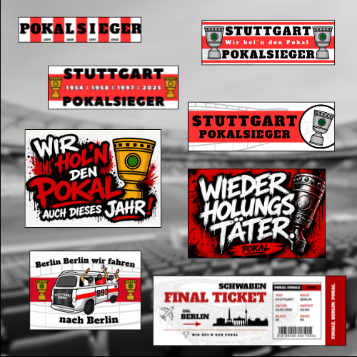 Großes Pokalsieger Sticker Set